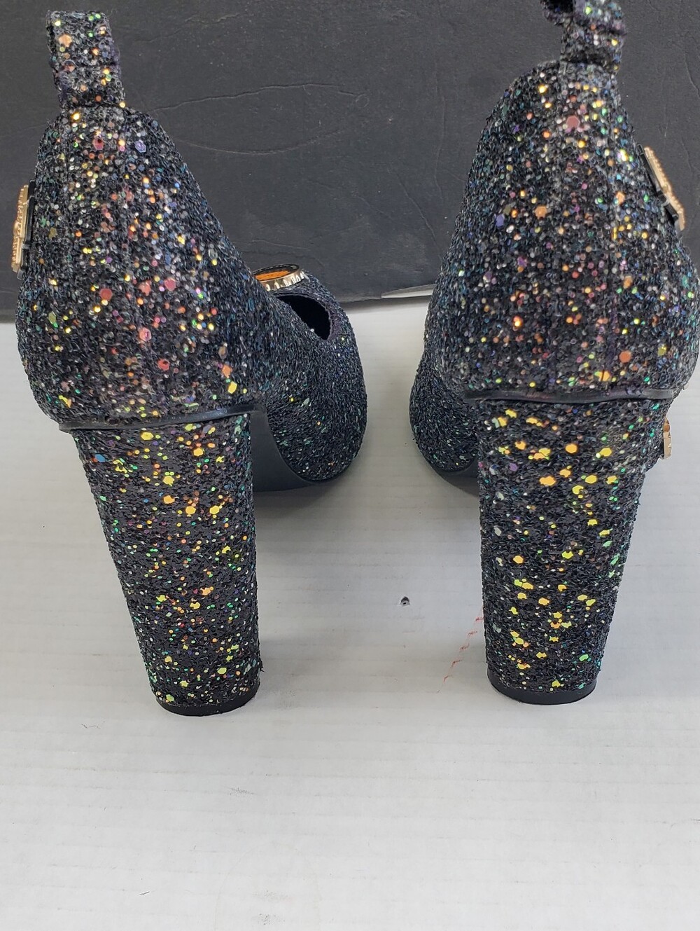 Cape Robbin Black Glitter Sparkel Pins Pointed Toe High Heels US Womens Size 11 - Picture 6 of 10